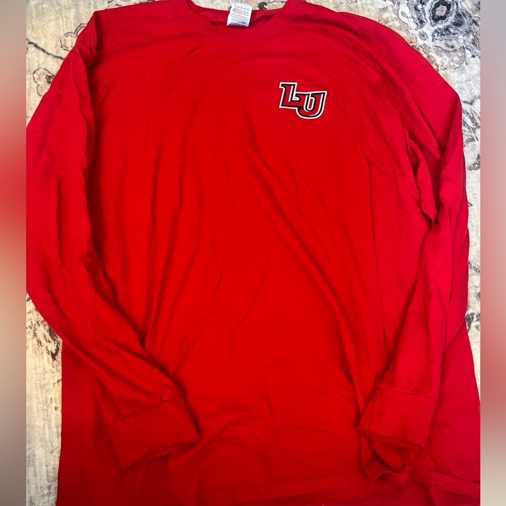 Liberty University LU Logo Red Long Sleeve Tee Shirt size 2XL